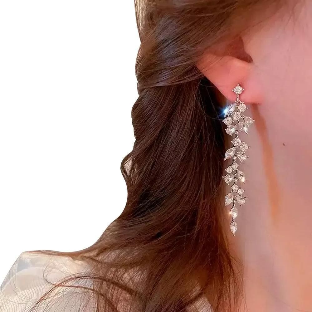 2X Brinco De Prata Flor Strass Feminino Joias Festa Casament