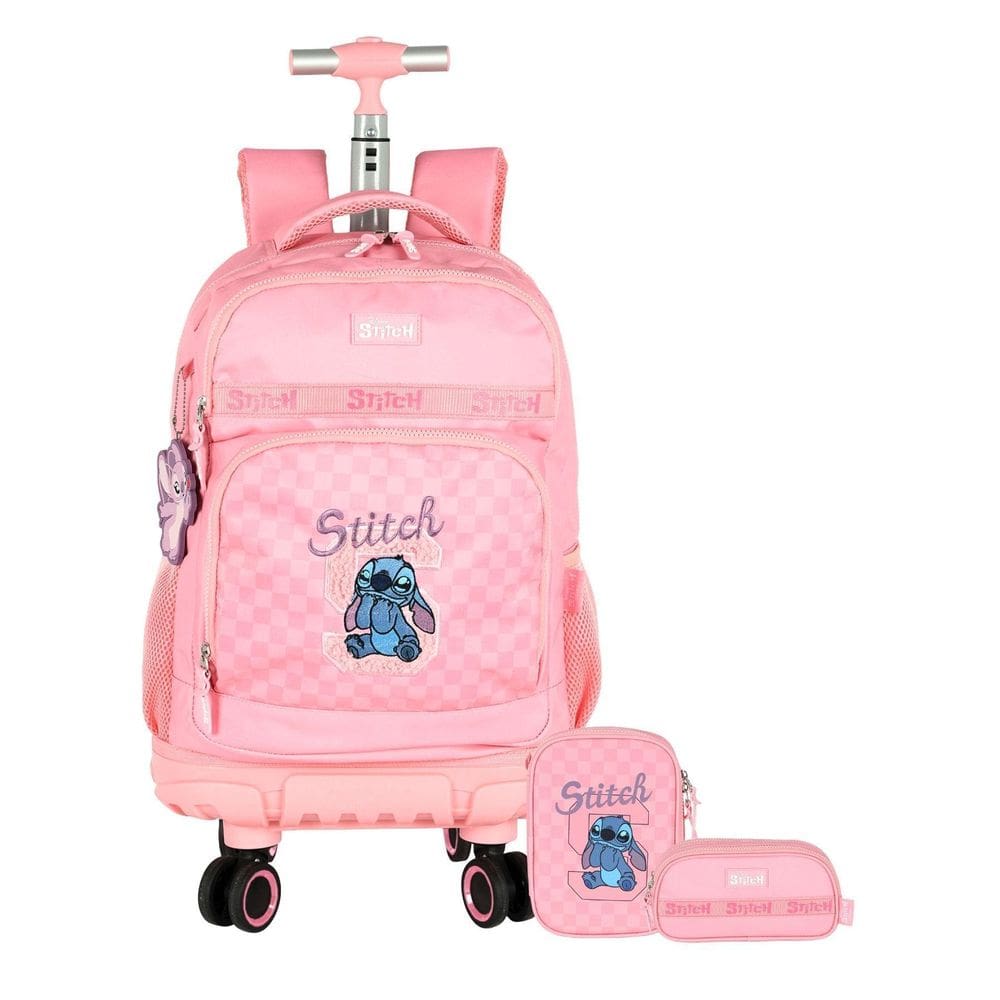 Kit Stitch Mochila Rodas + Estojo Box E Estojo Triplo Luxo