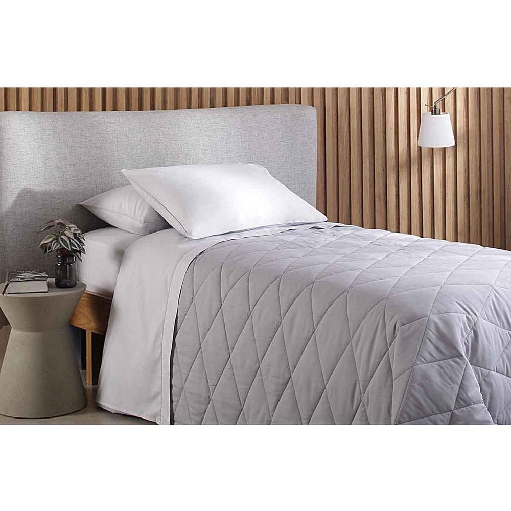 Jogo Cama Solteiro 180 Fios Basic Percalle Cinza Buddemeyer