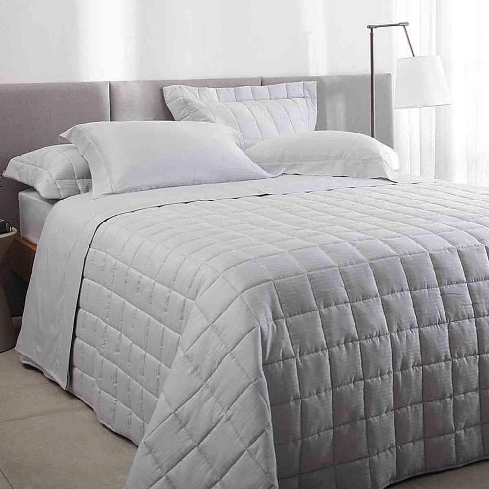 Jogo Cama Casal 300 Fios Damask Stripes Cinza Buddemeyer