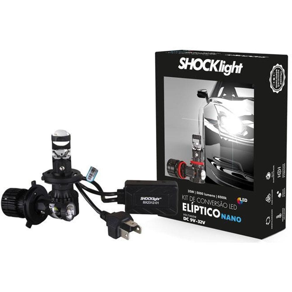 Farol Led Lampada Nano H4 Projetor Canhão Facil Instalaçao