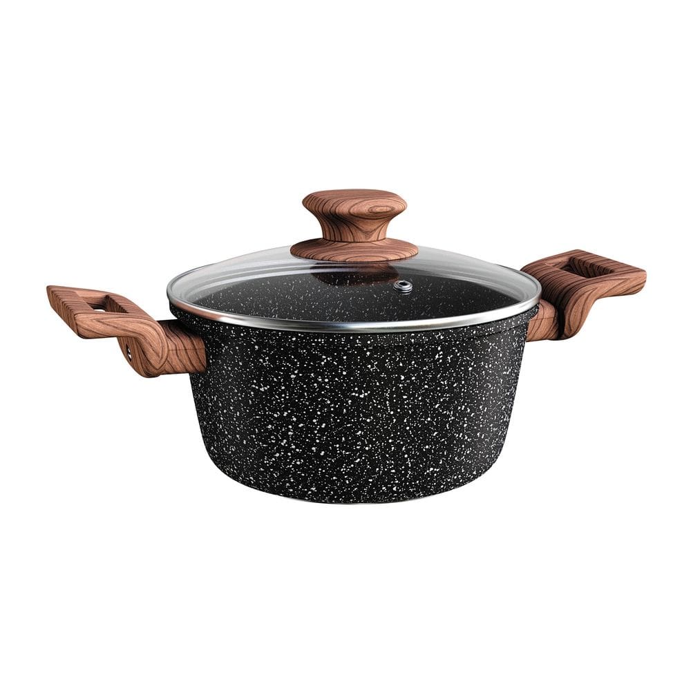 Caçarola com Tampa ColorStone Wooden 20cm - Preta - Euro Home