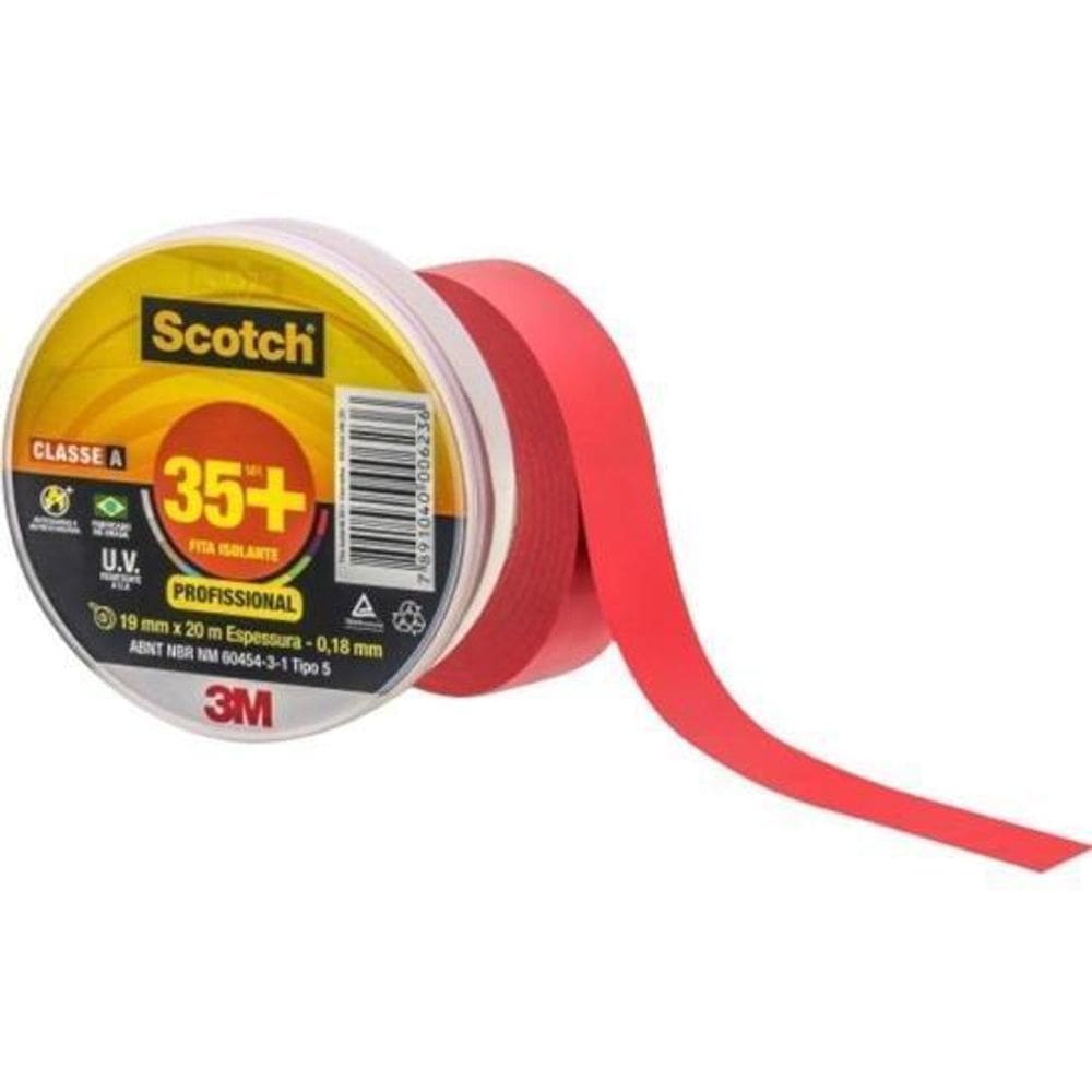 Fita Isolante 19X20M Scotch 35+ Vermelha 3M