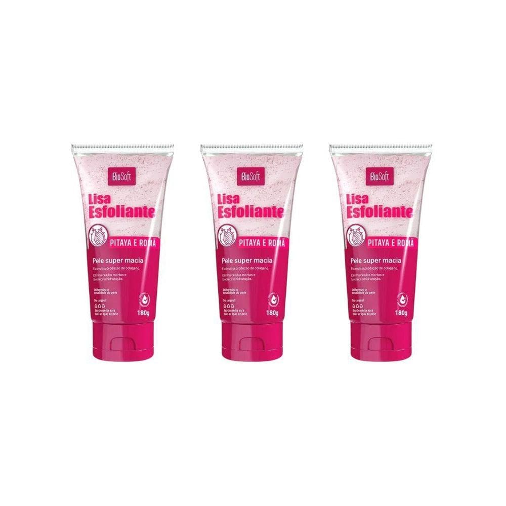 Creme Esfoliante Soft Hair 180G Biosoft Pitaya - Kit Com 3Un
