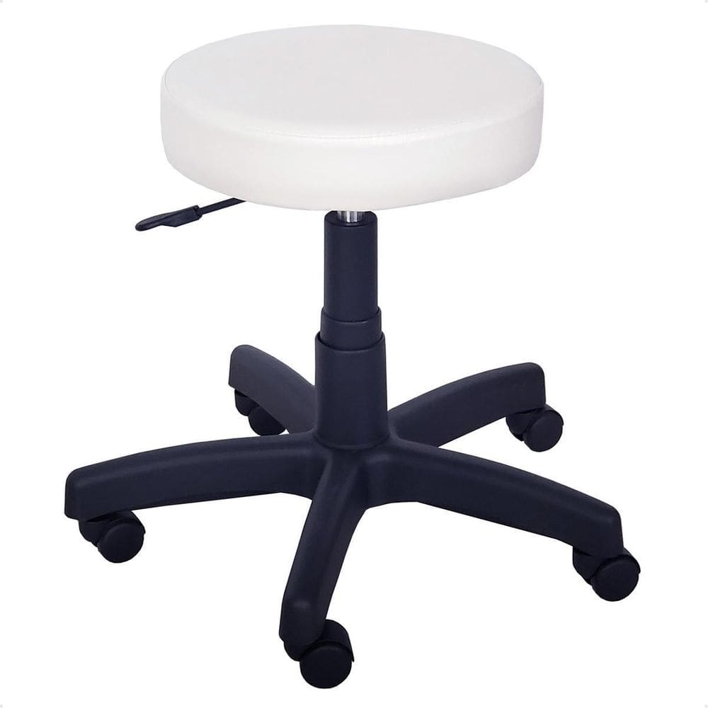 Cadeira Mocho Banqueta Giratório Regulagem Pistão Gás Branco