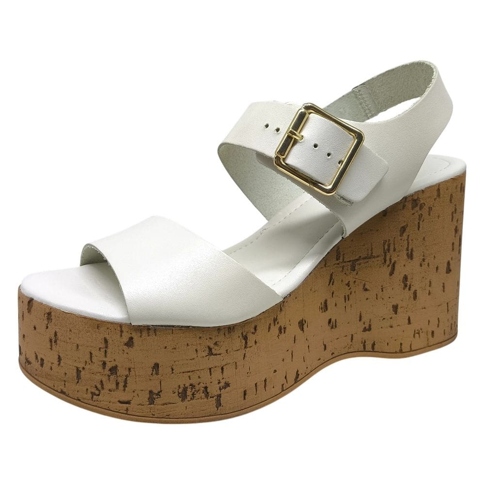 Sandália Feminina Anabela Alta Conforto Ajustável Bottero