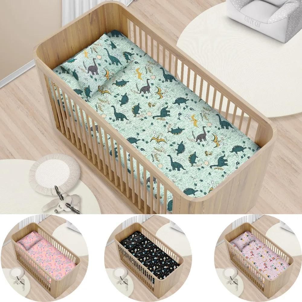 2X Jogo Lençol Berço Americano Roupa De Cama Kit 2 Peças Inf