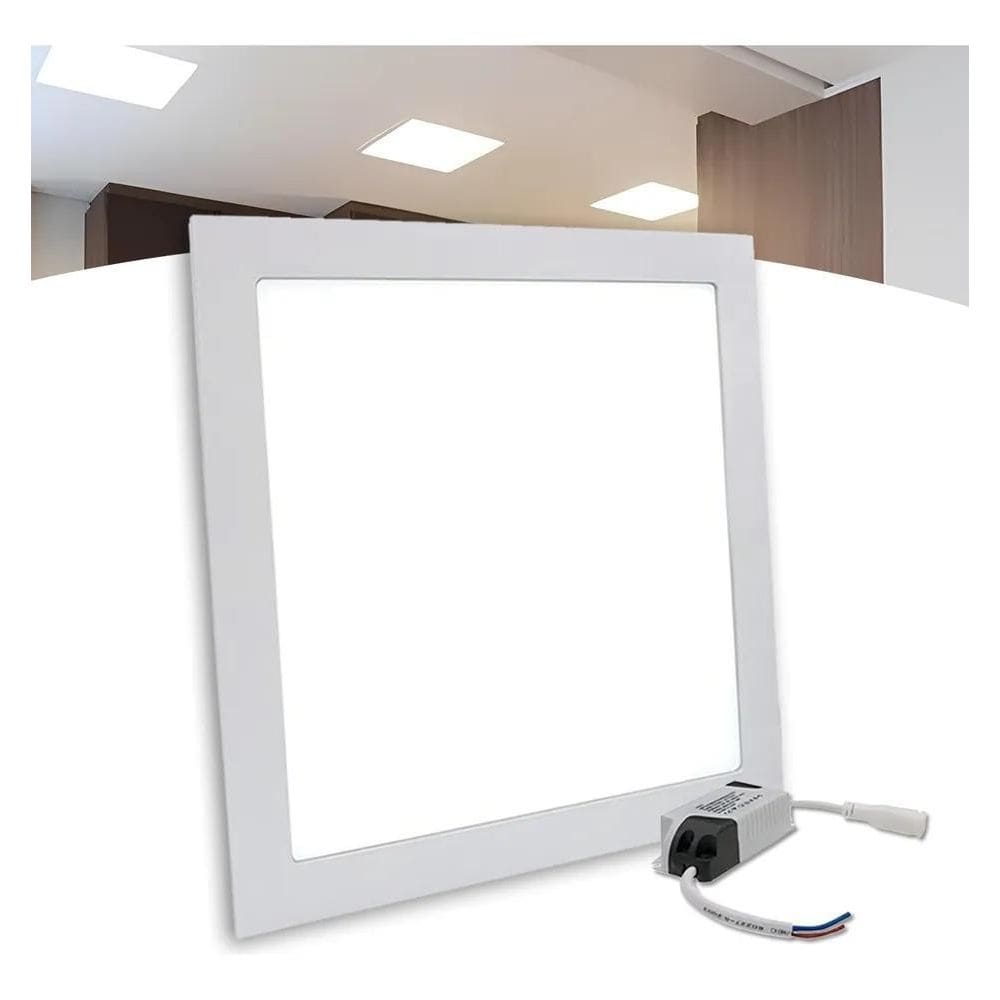 2X Plafon Led 30X30 Embutir Quadrado Branco Frio Bivolt 32W