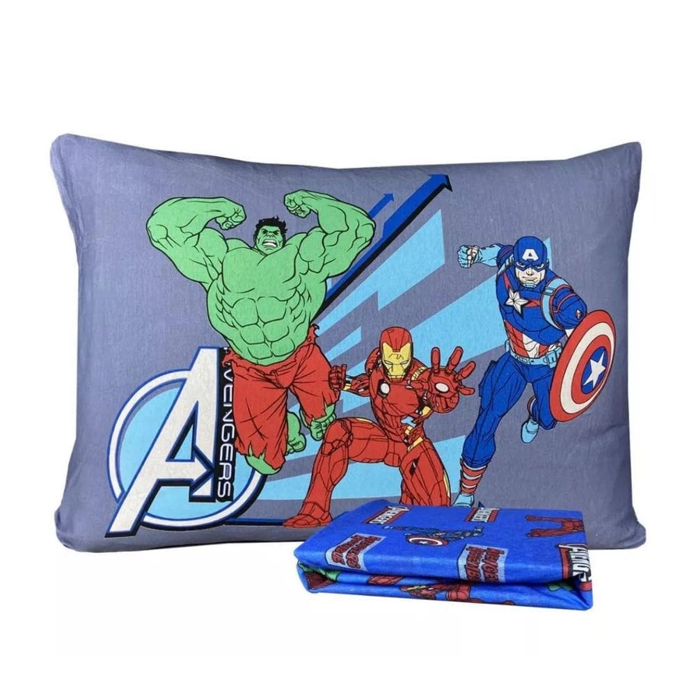Jogo Cama Marvel Avengers 2 Pçs Com Elástico Algodão Oficial