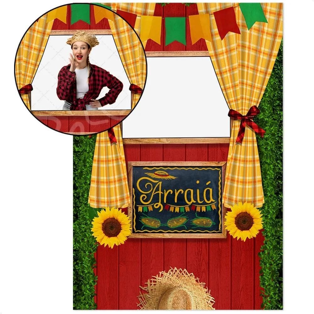 2X Painel Lateral Festa Junina Retangular Tecido Vazado 1,5X