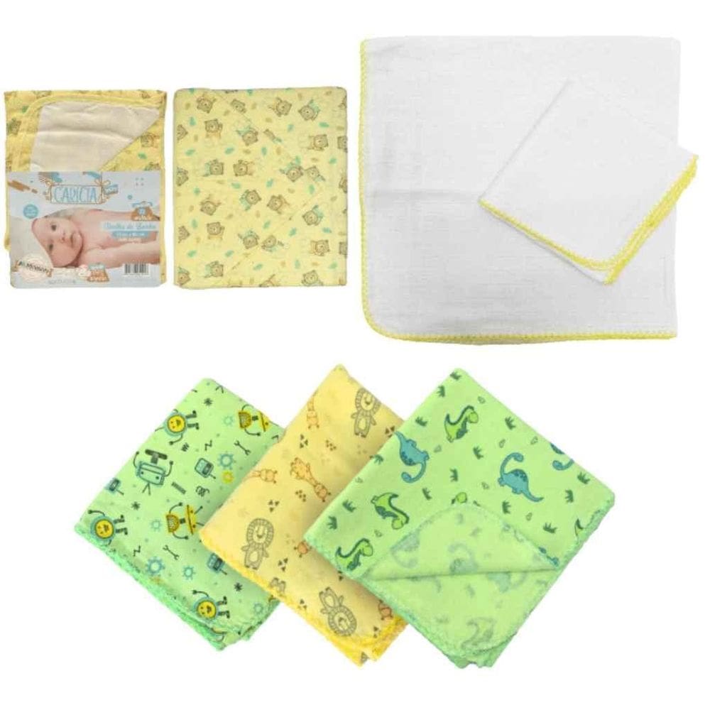 Kit 6Pç Enxoval Cueiro+Toalha De Pano+Toalha De Banho Neutro