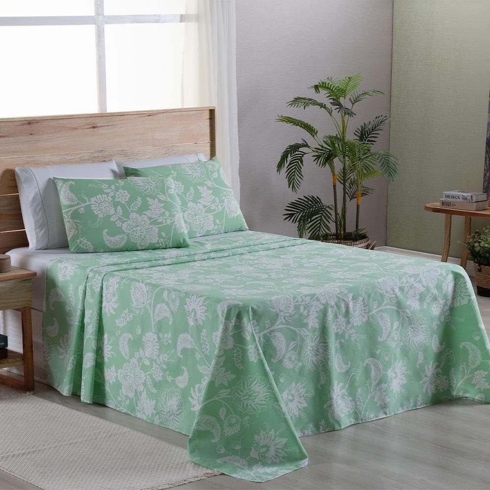 Jogo Lençol 4 Peças Casal Percal 180 Fios Home Style Jade