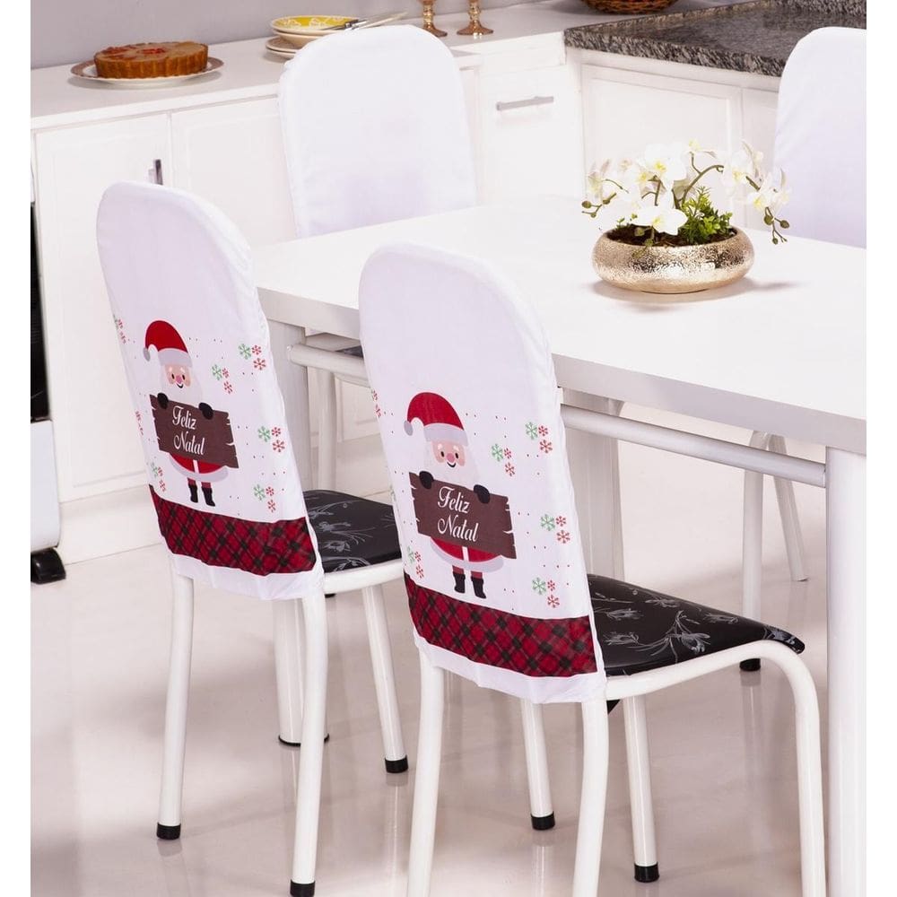 Kit 6 Capa De Cadeira Natal Ano Novo Encosto Tubular Malha
