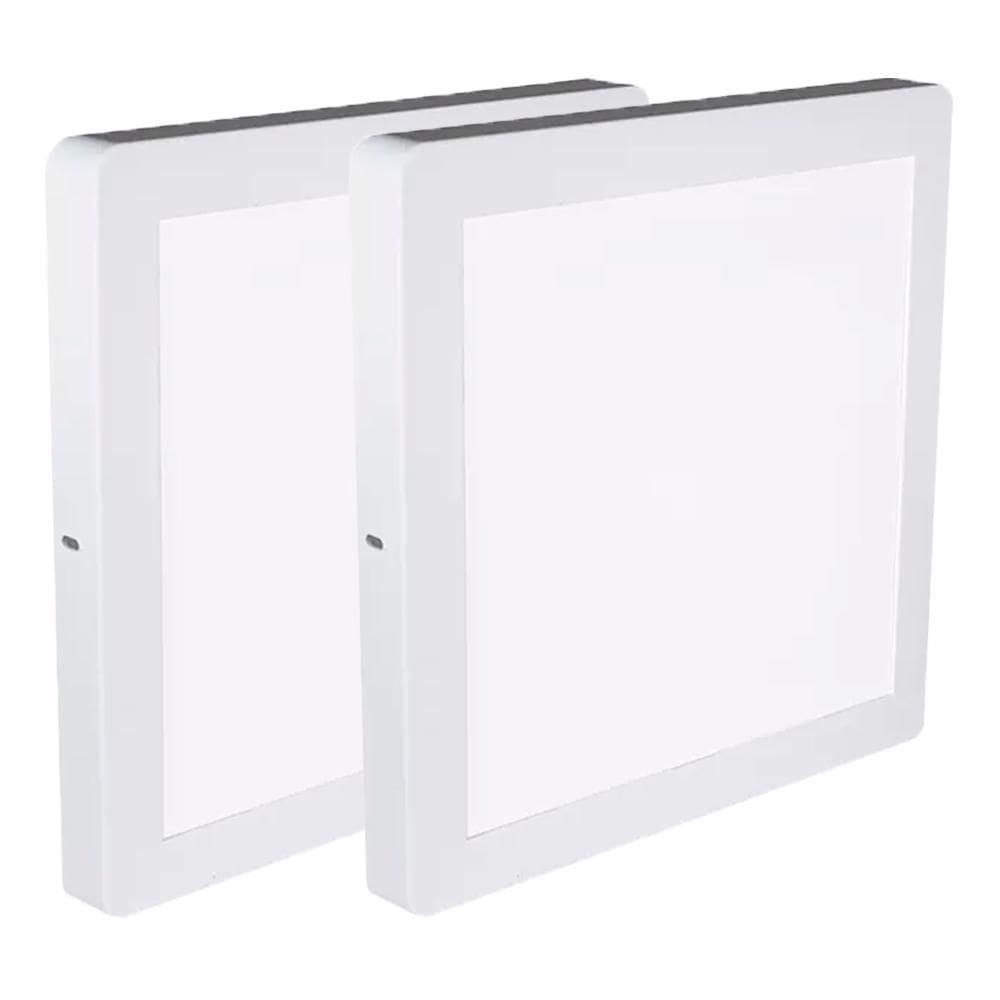 Kit 2 Luminária Plafon Led Quadrado Sobrepor 18W 3000K Noll