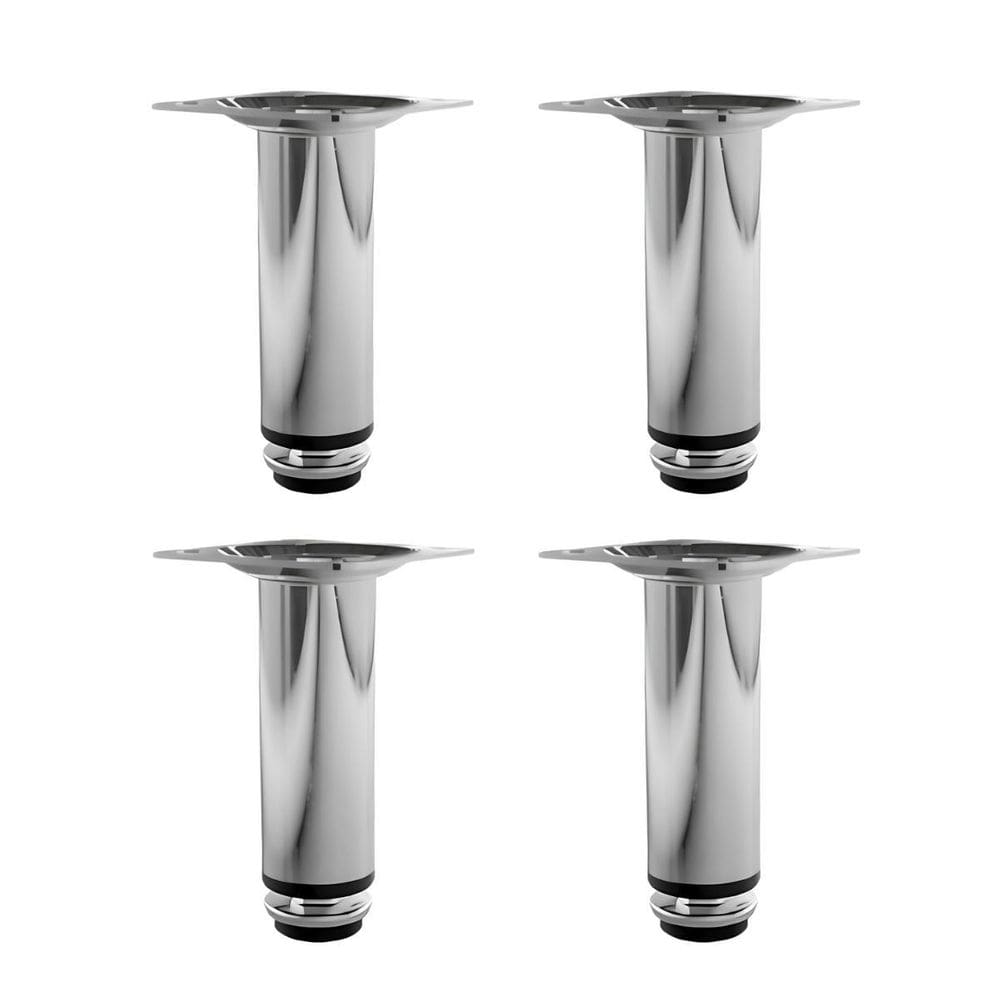 Kit 4 Pés Para Móveis Regulável Redondo Cromado 8Cm