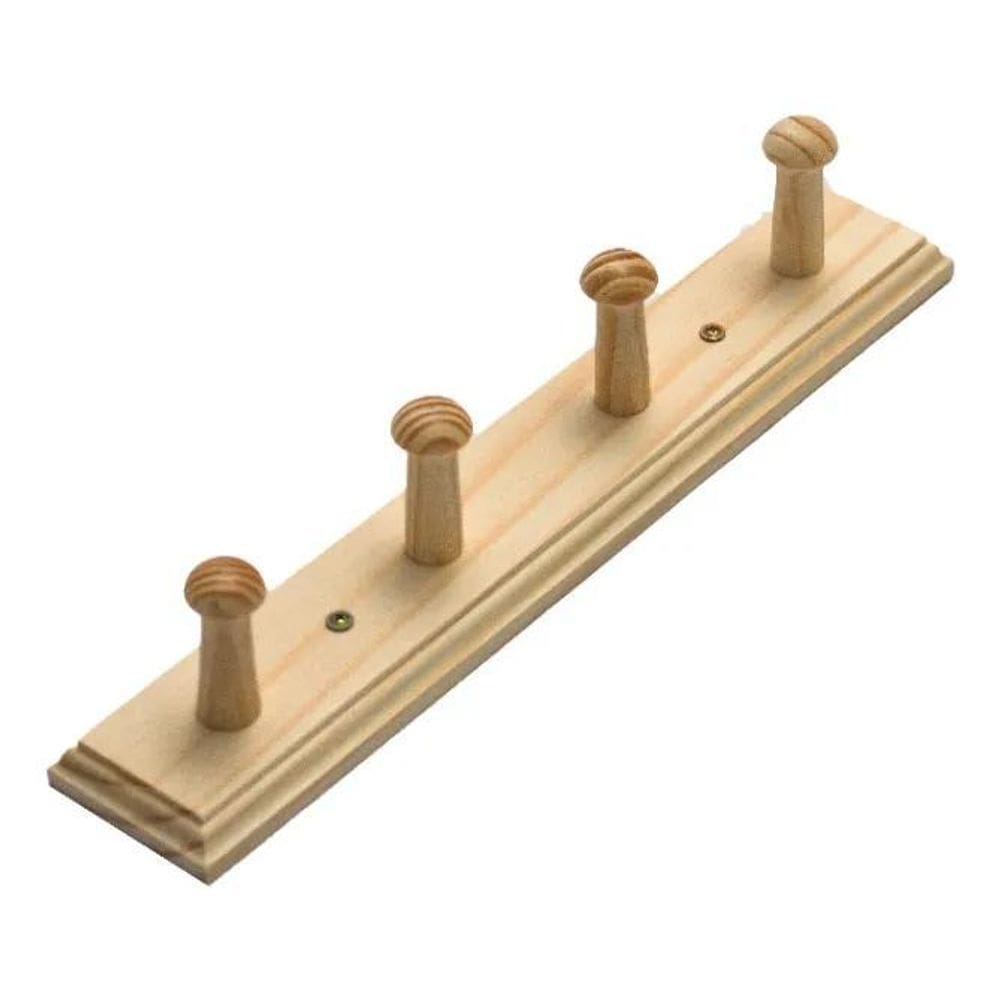 2X Cabideiro Cabide De Parede Madeira Mod. Junior 4 Pinos 1