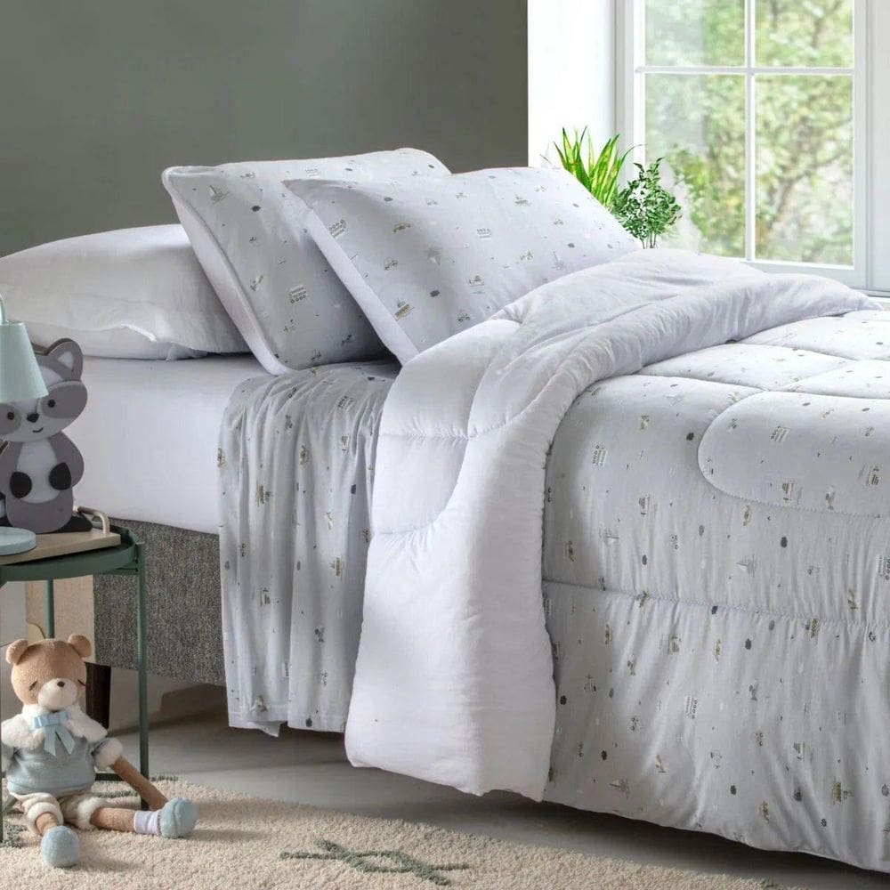 Edredom Malha Sofee Fio Penteado 100% Algodão Solteiro Ben