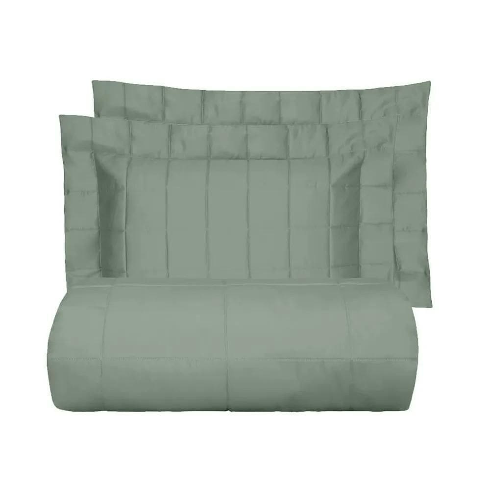 Kit Colcha Solteiro Satinee Square - Kacyumara Greenjoy