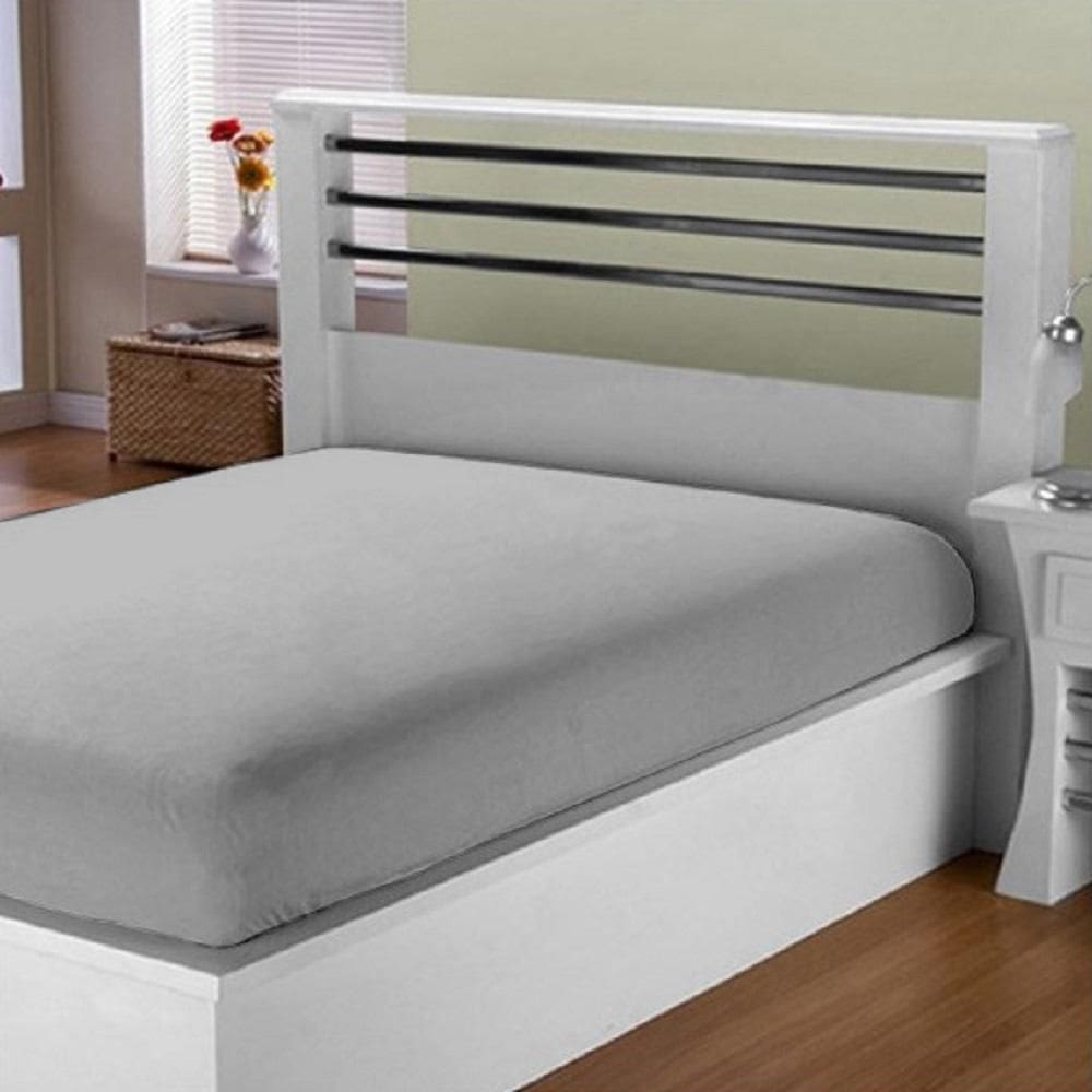 Lençol De Cama Casal Cinza Avulso Elástico Algodão 150 Fios