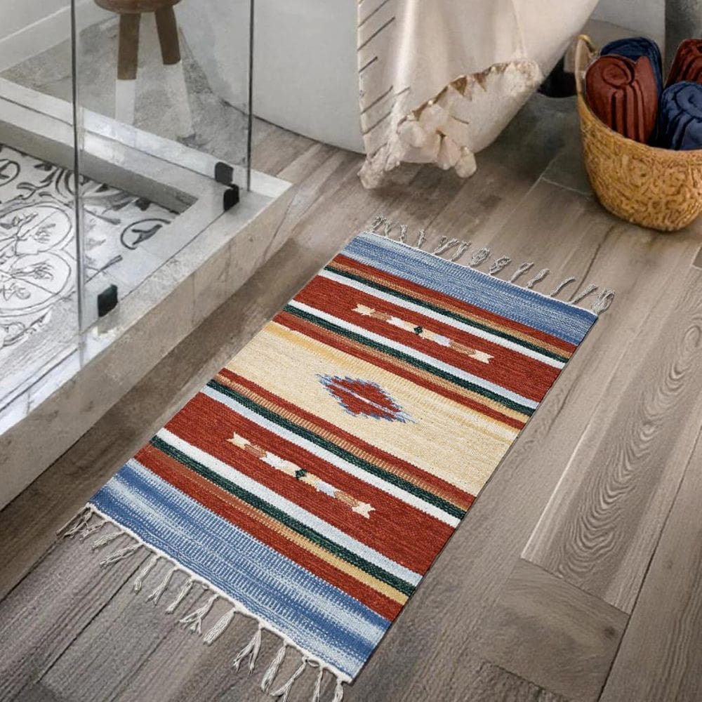 1 Tapete Banheiro Kilim Absorvente 100% Algodão 50 X 70 M04
