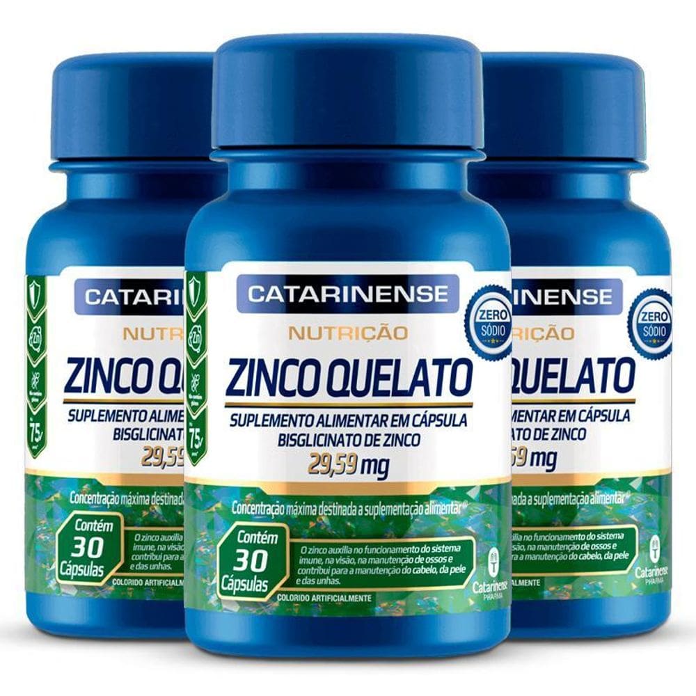 Kit 3 Zinco Quelato Catarinense 30 Cápsulas