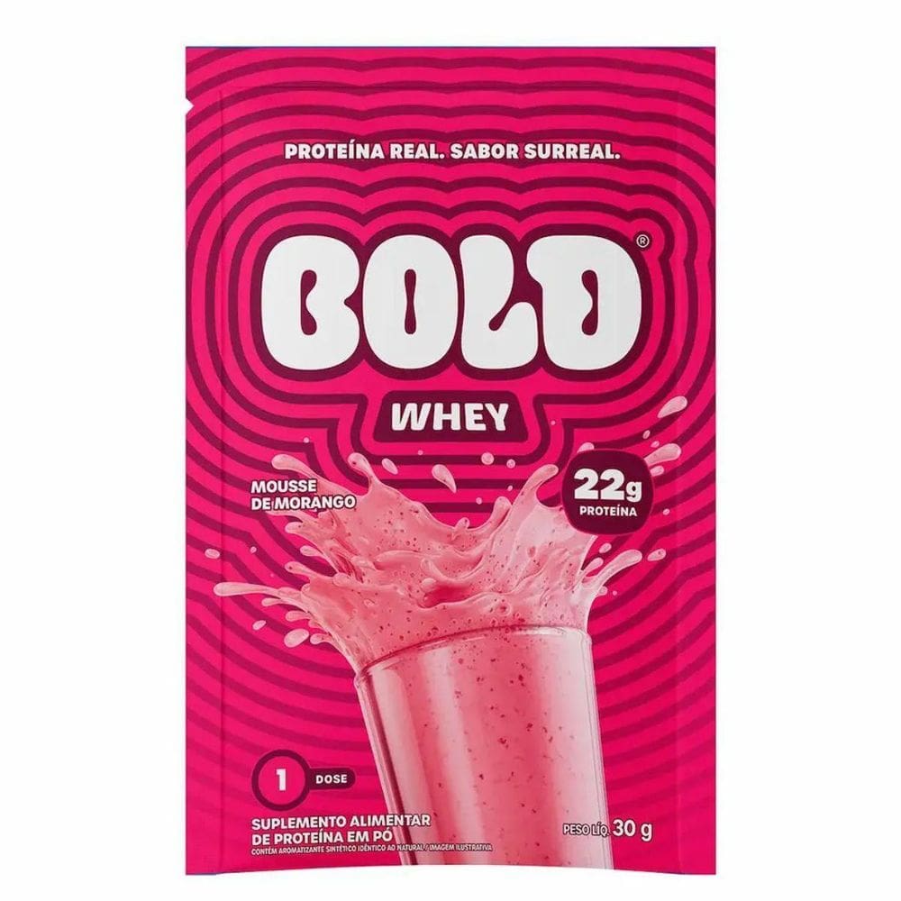 Whey Protein Sache 22G Concentrado Mousse Morango 30G Bold