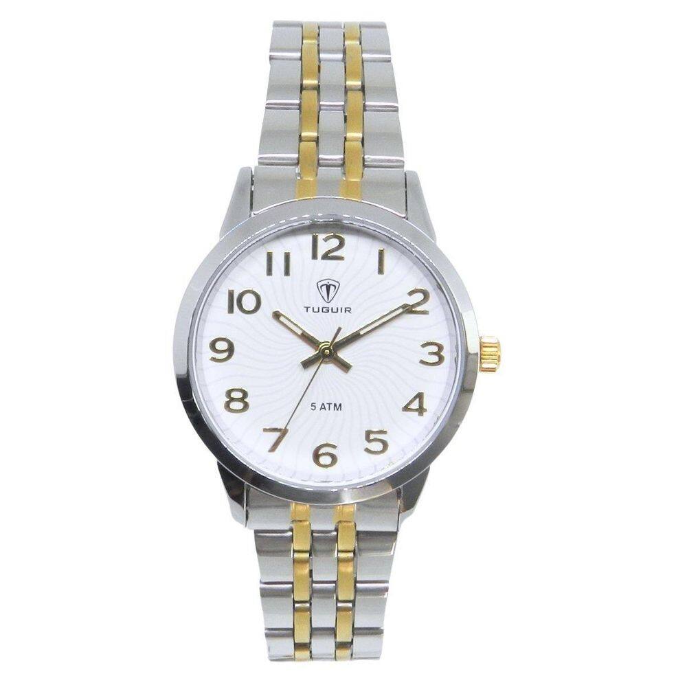 Relógio Feminino Tuguir Analógico 9182C Prata E Dourado