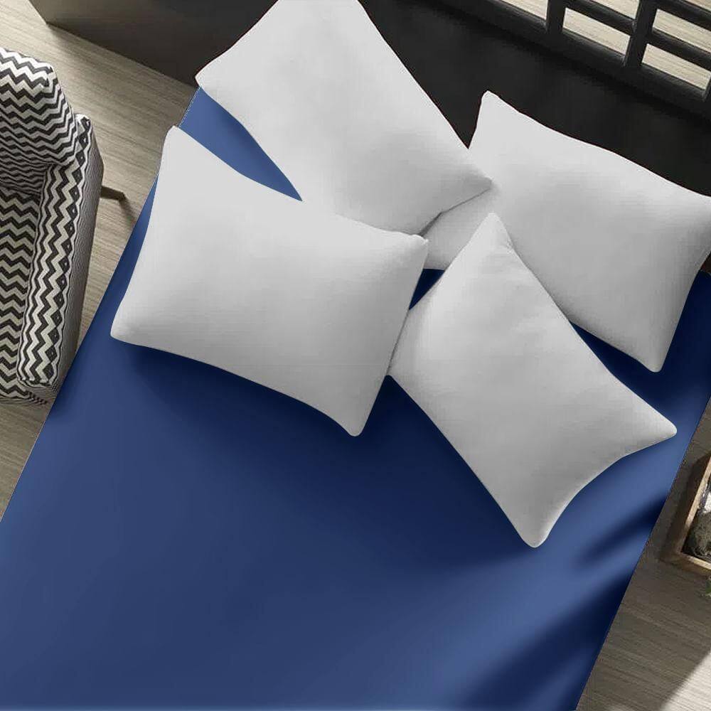 Lençol Em Malha Queen Elástico Doce Vida Portallar Azul