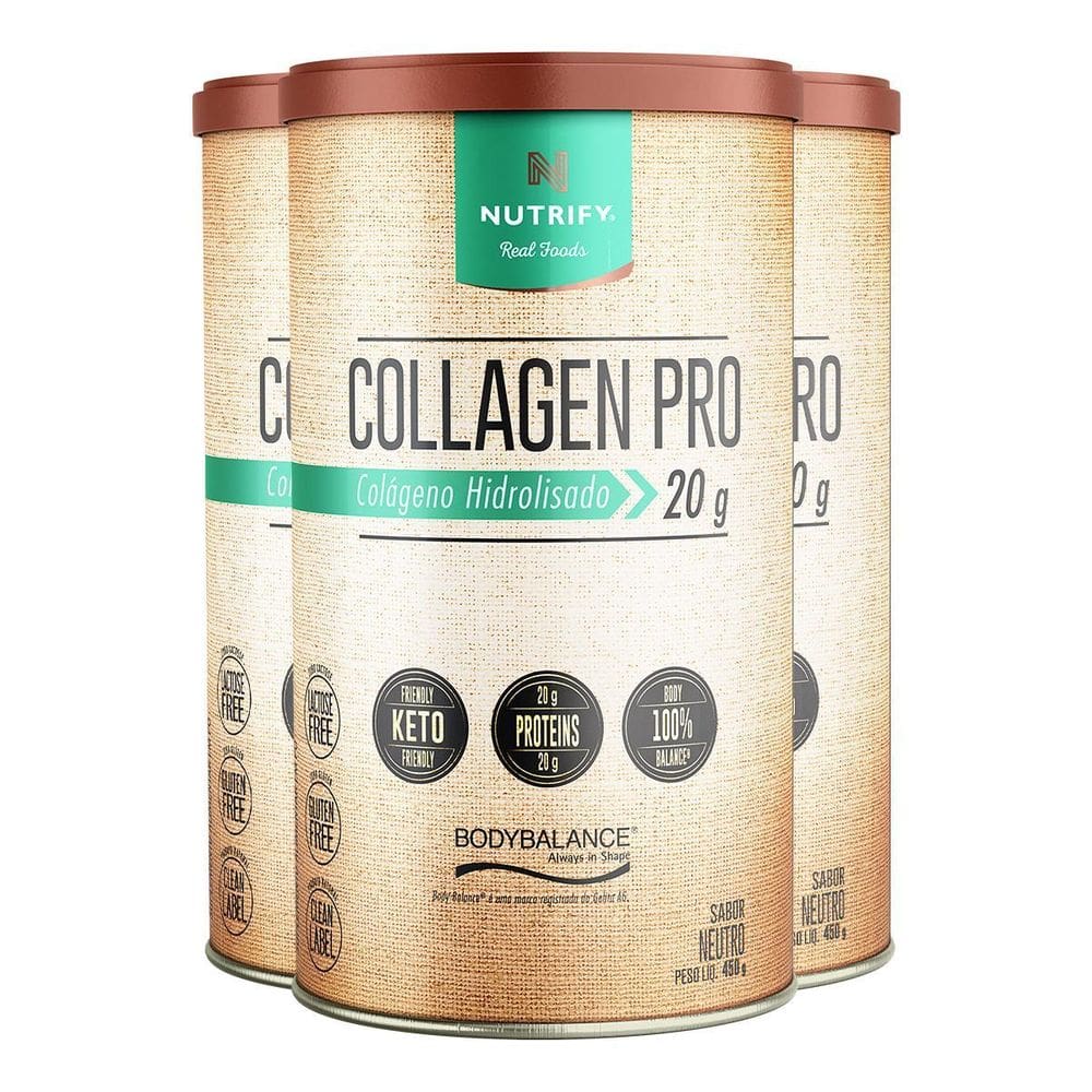 Kit 3 Collagen Pro Colágeno Hidrolisado Neutro Nutrify 450G