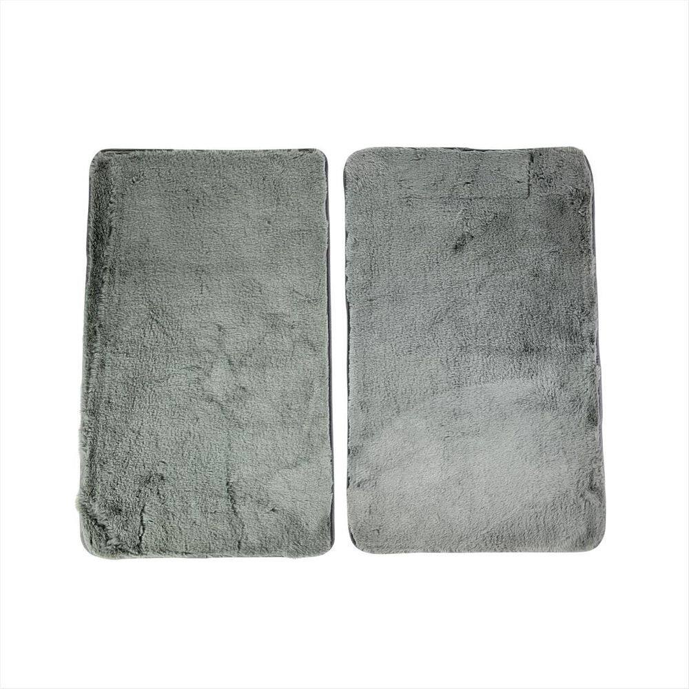 Tapetes 2 Unidades Felpudo Antiderrapante Cor Cinza