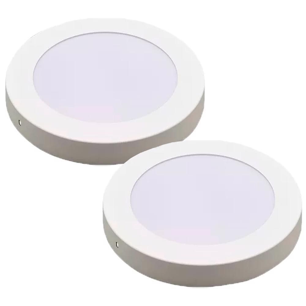 Kit 2 Luminária Plafon Led Redondo Sobrepor 24W 3000K - Noll