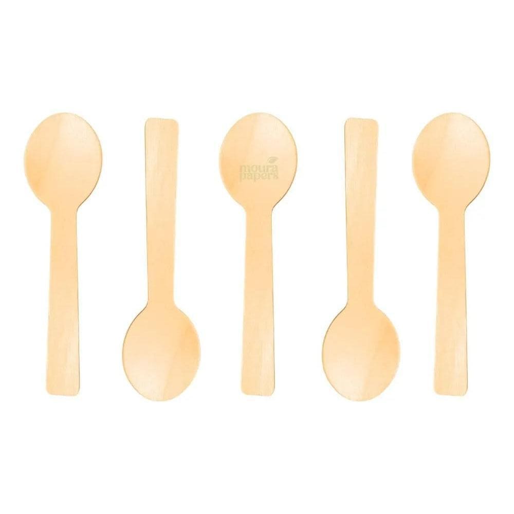 2X Mini Colher Descartável De Madeira