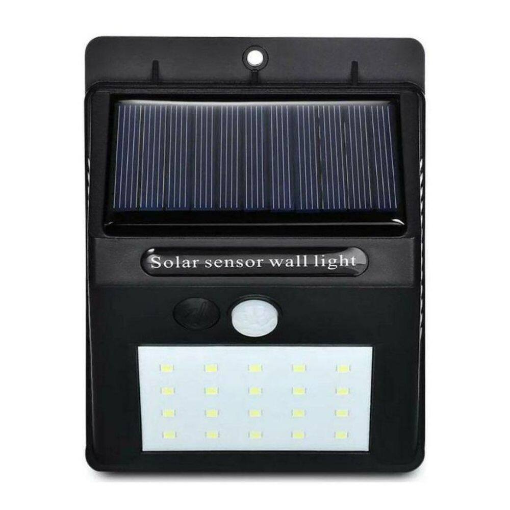 Luminária De Parede Energia Solar Sensor Movimento 20 Leds