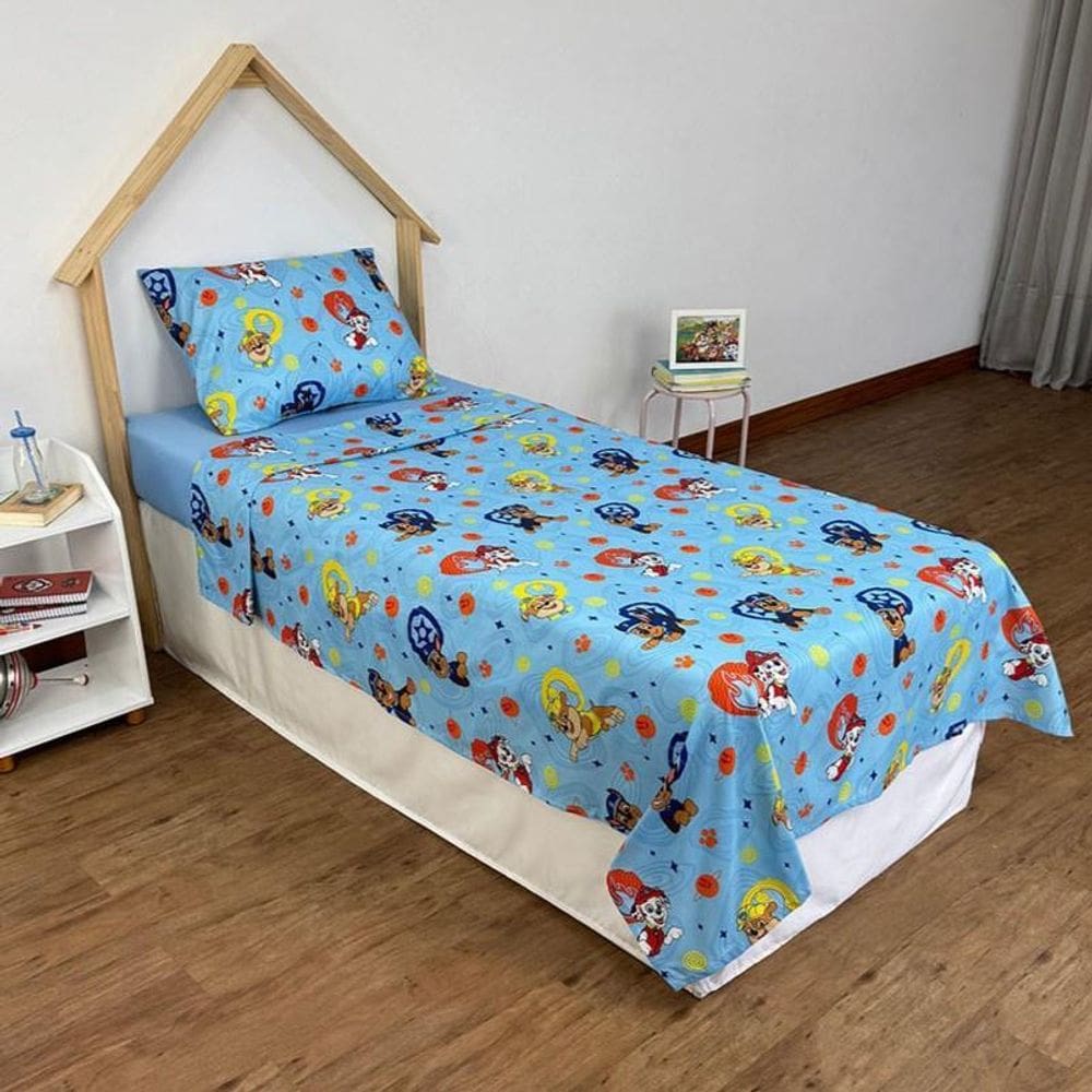 Jogo Lençol 100% Microfibra Patrulha Canina 3 Peças Menino
