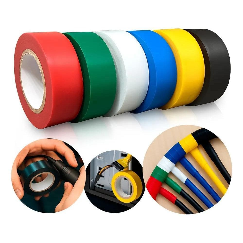 2X Kit 5Un Fita Isolante Colorida Pvc Anti-Chama - 20M