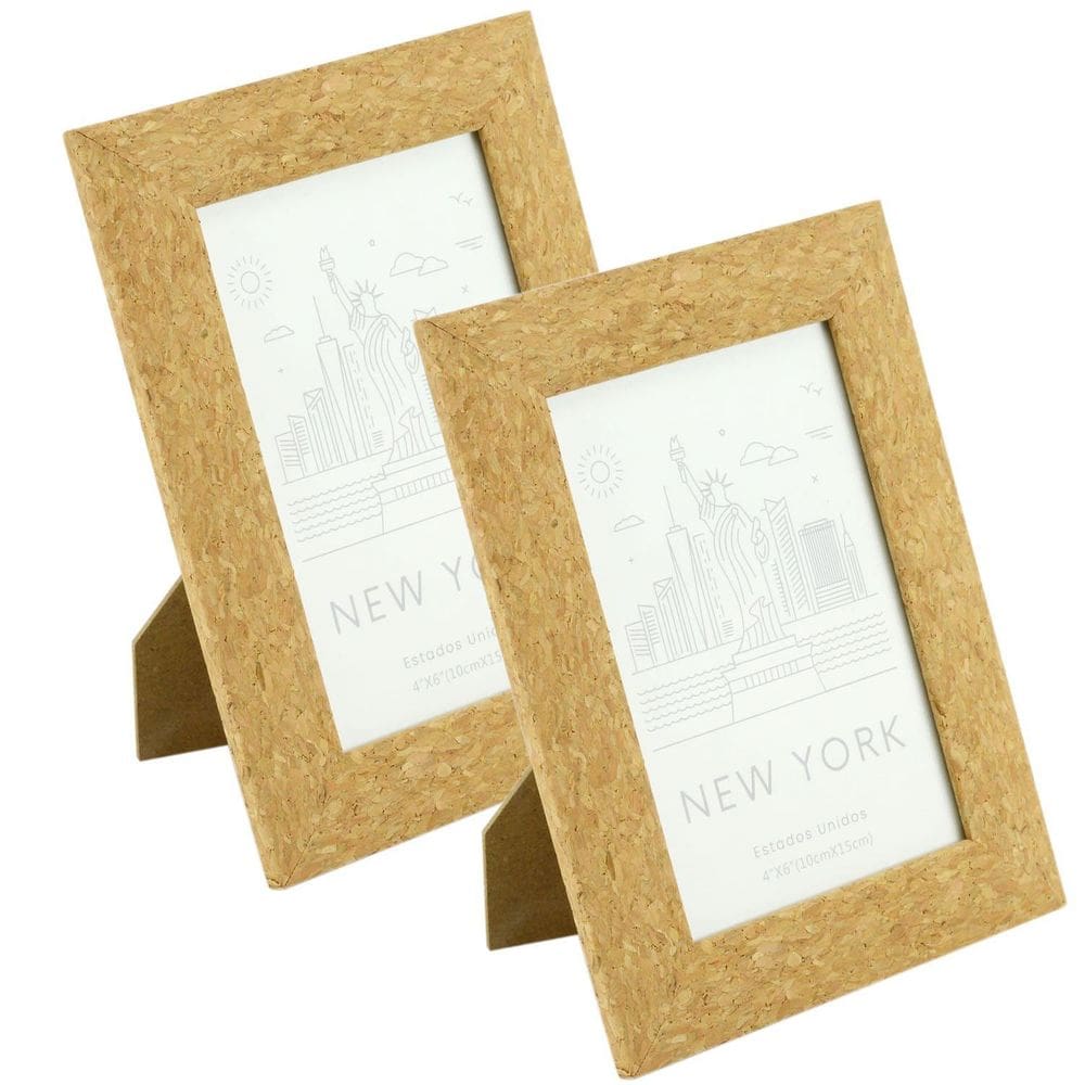Kit 2 Porta Retrato 10X15Cm Borda Cortiça