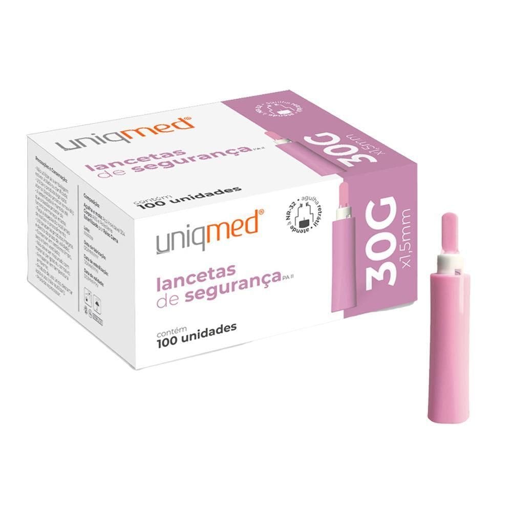 Lancetas De Segurança 1,5Mm X 30G Paii Kit 300Un Uniqmed