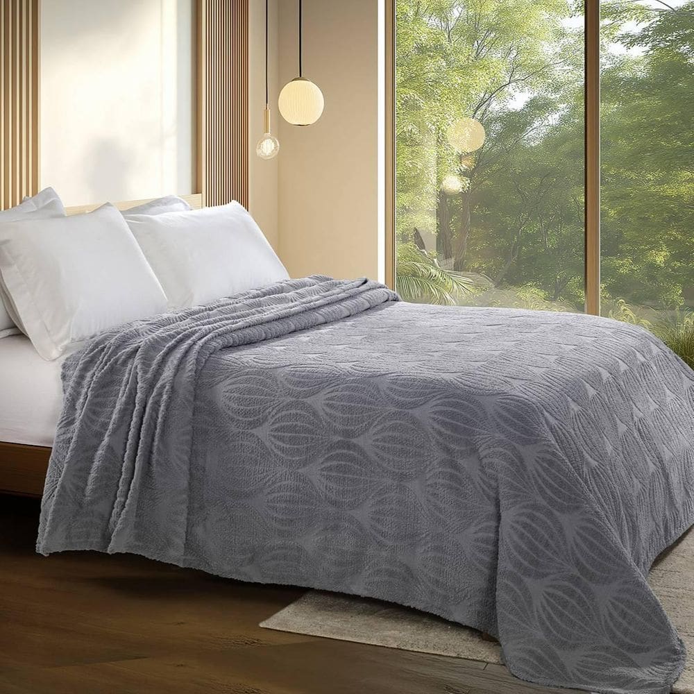 Colcha Chenille Jolitex Solteiro Encanto Toque Algodão Cinza