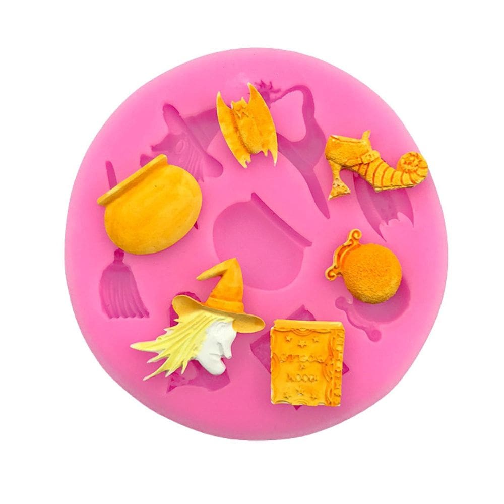 Molde Silicone Bruxa Halloween Caldeirao Halowen Haloween