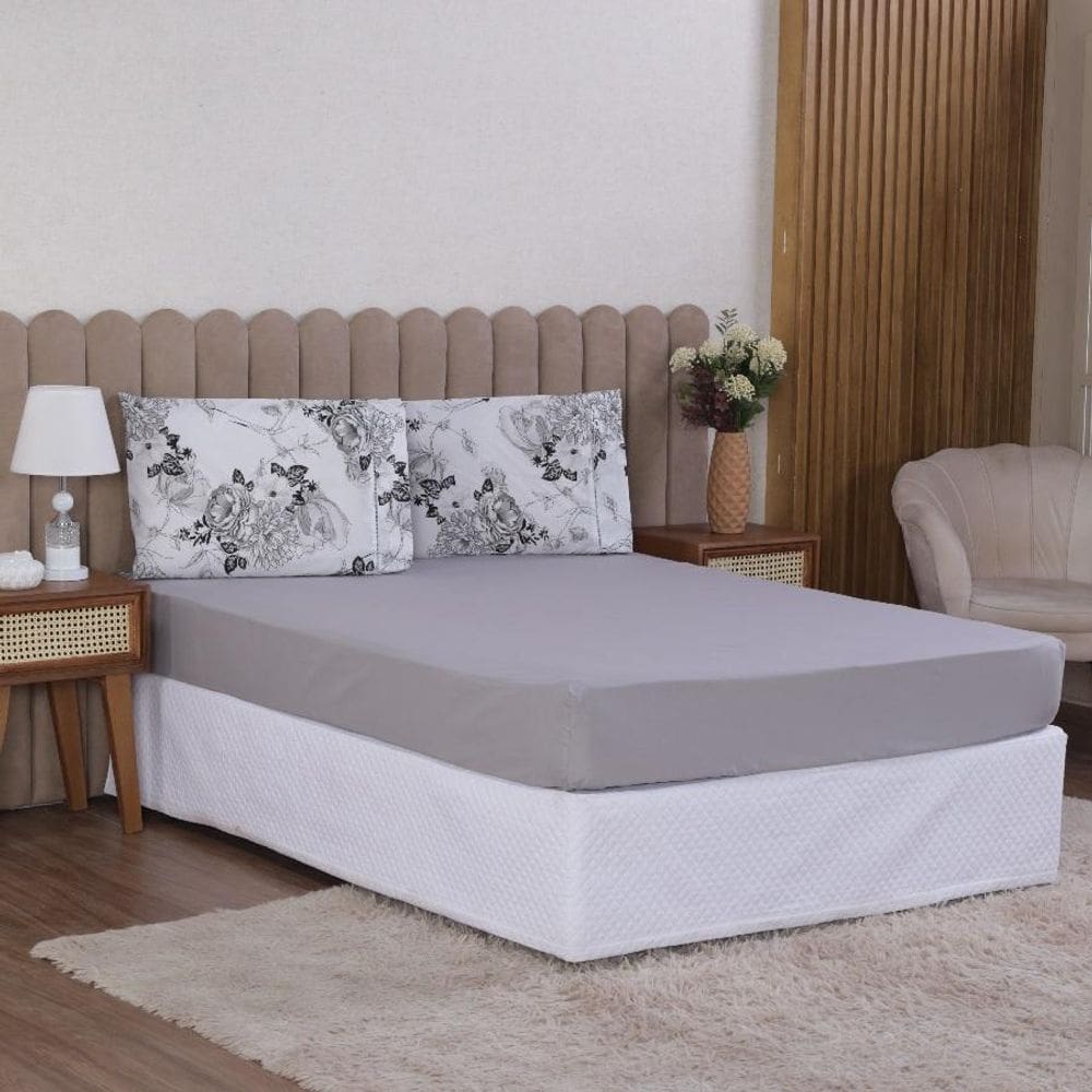 Jogo Cama Queen 3P Lençol + Fronha Esmeralda Percal 100%