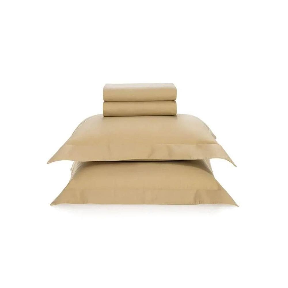 Jogo Cama Queen 300 Fios Cetim Bossa 100% Algodão Dourado