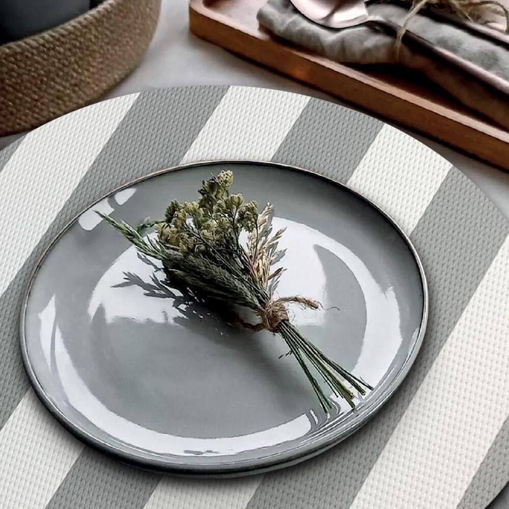 8 Jogo Americano Navy Alto Padrão Impermeável Redondo Br Cz