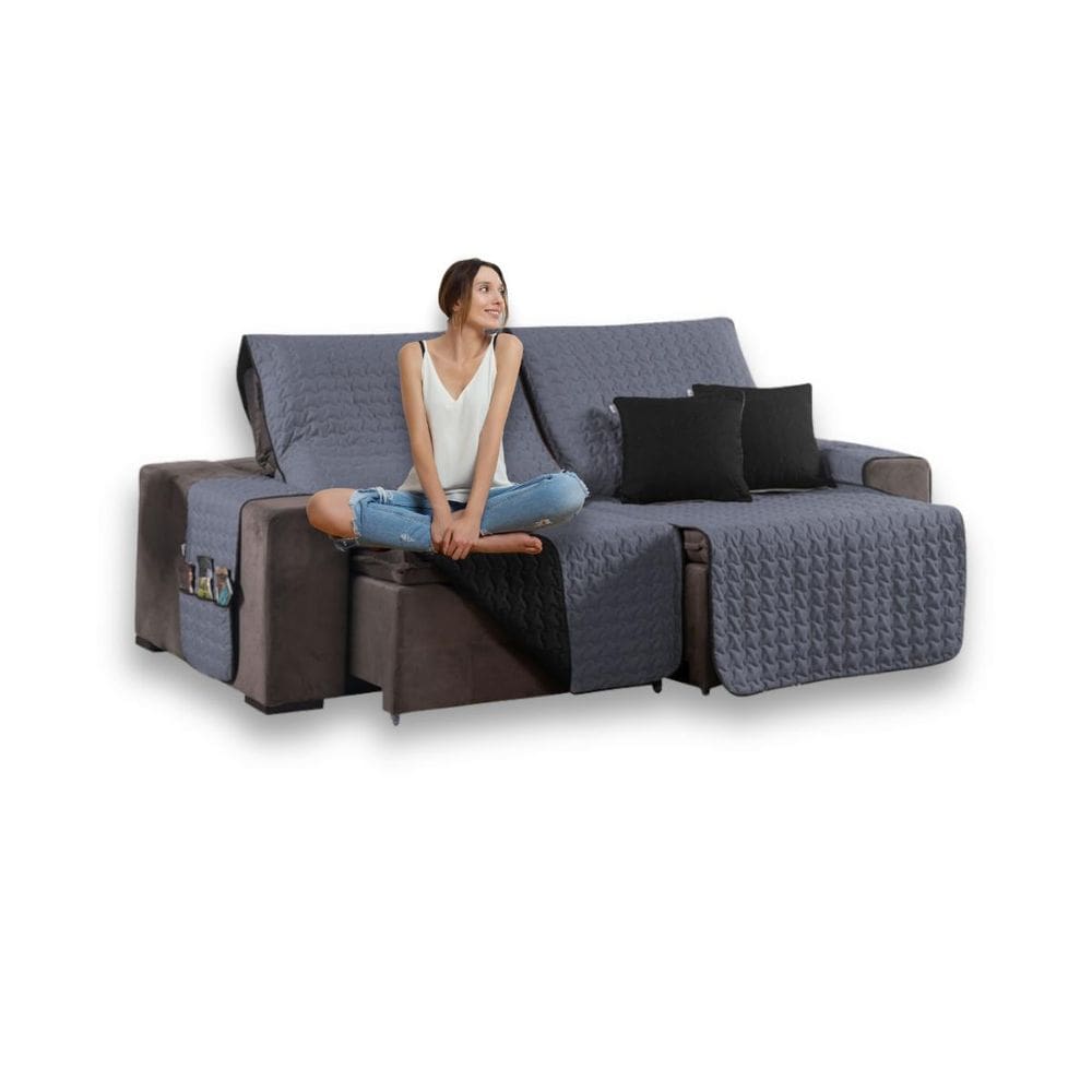 Kit Capa Protetora Sofá Retrátil 2,20M Shield Dupla Face +