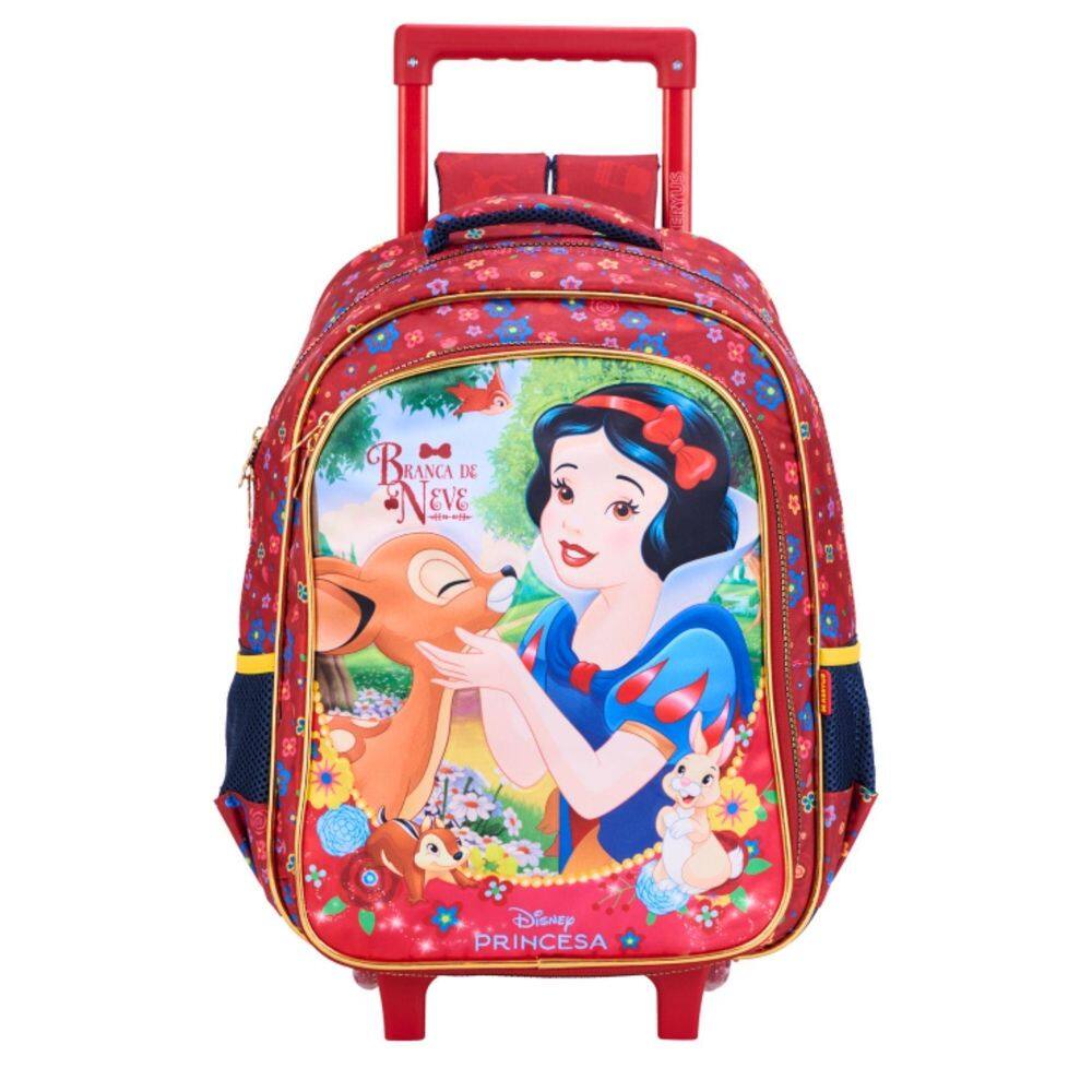 Mochila Escolar Rodas Alças Princesa Branca De Neve