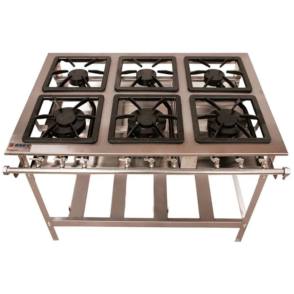 Fogão 6 Bocas 3 Duplas Inox Stand Metal Brey Baixa Pressão 106-3D - I Gás Natural