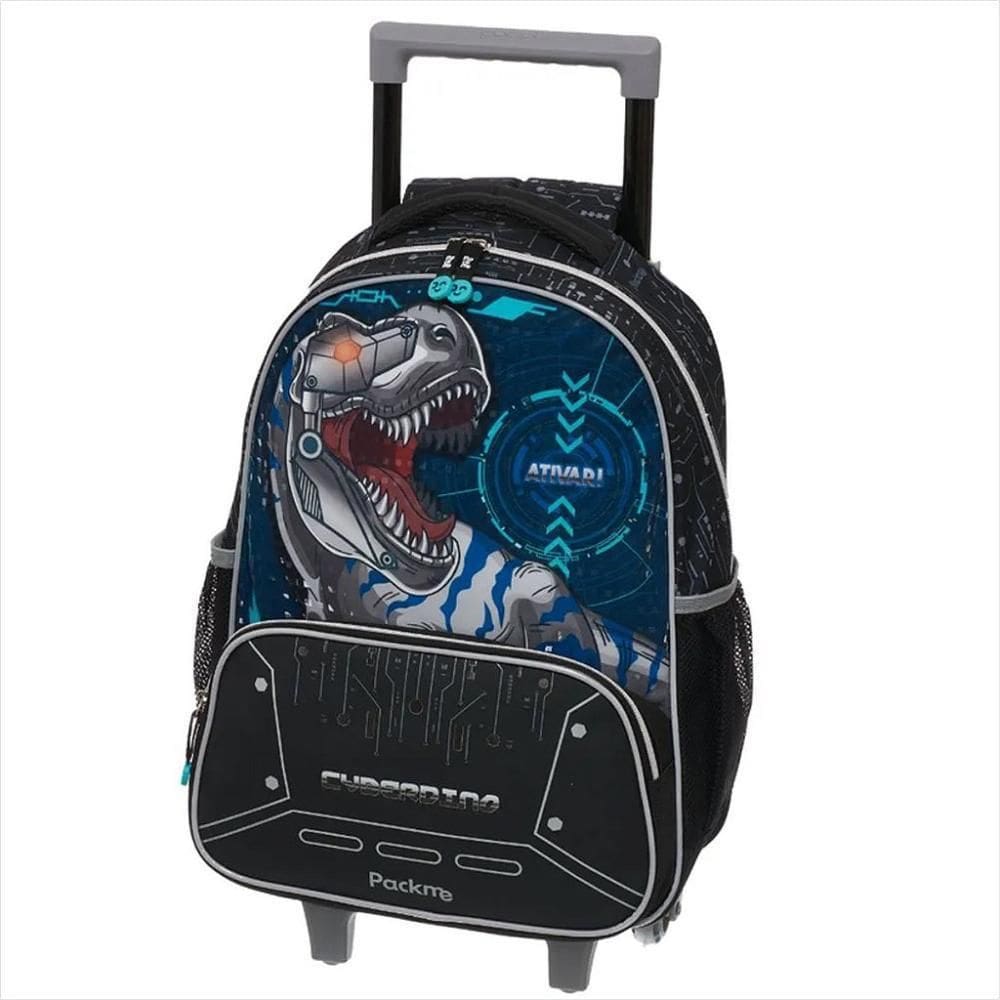 Mochila Pacific Com Carrinho Pack Me Cyber Dino Trex Preto