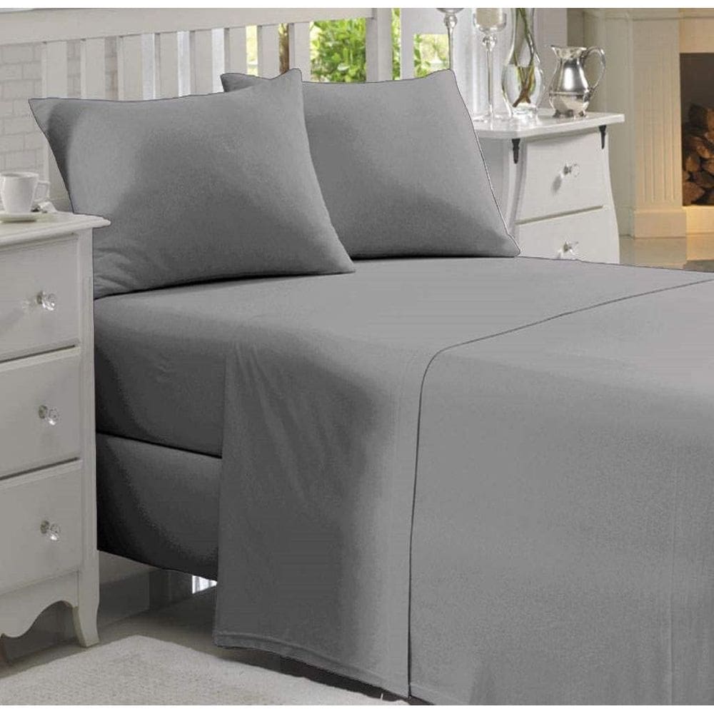 Jogo Lençol Cinza Casal King 4 Peças Algodão Percal 150 Fios