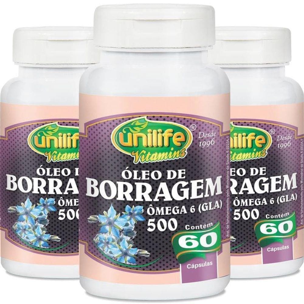 Kit 3 Óleo De Borragem Unilife 60 Cápsulas