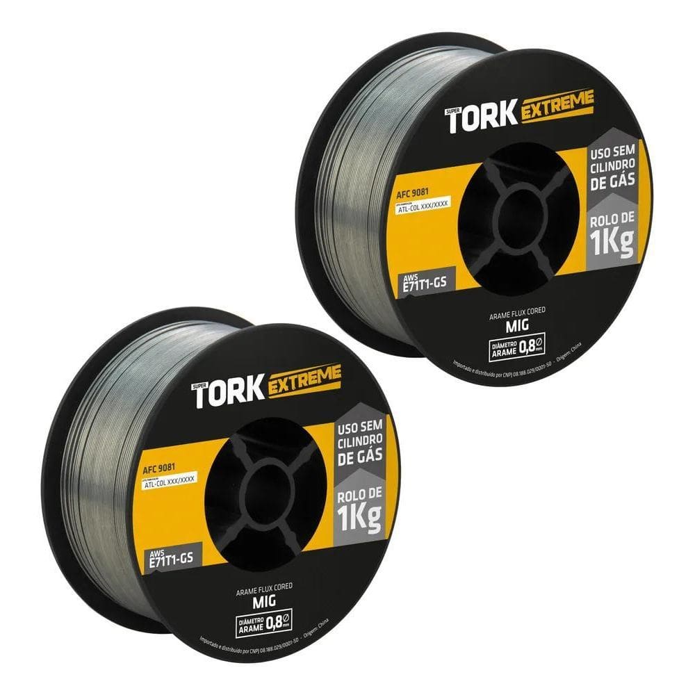 2X Arame Para Solda Mig Uso Sem Gás 0.8Mm - Kit 2 Rolos De 1