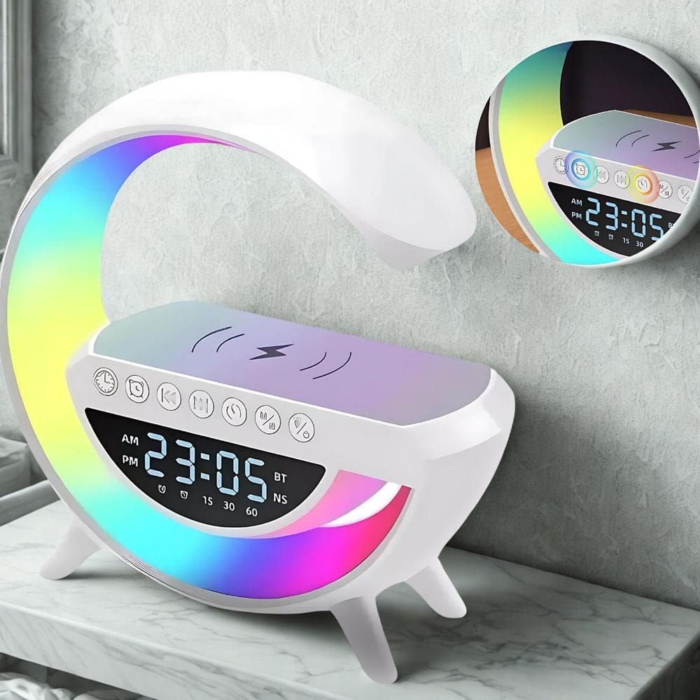 Luminária Led Hi-Tech Com Bluetooth E Recarga Sem Fio